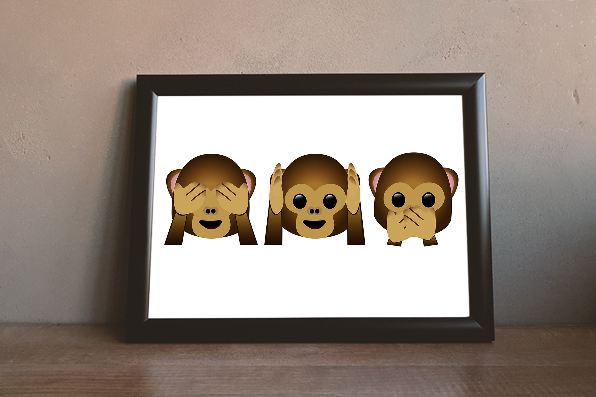 Hear No Evil See No Evil: Monkey Emoji Art Print